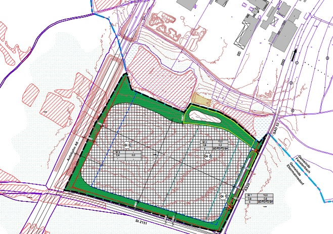 Planzeichnung Industriegebiet Godelmann