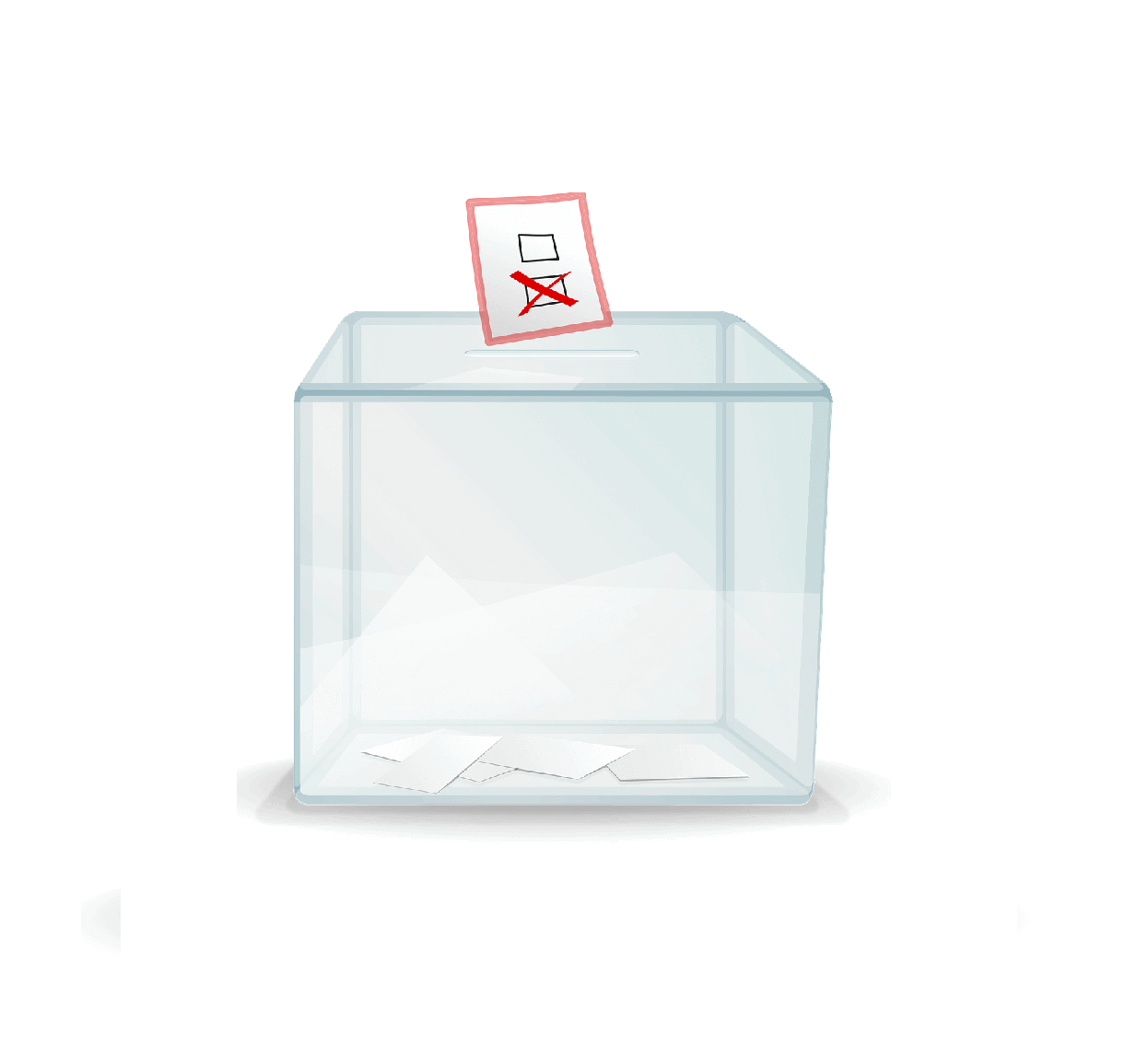 Wahl Zeigt eine durchsichtige Wahlurne