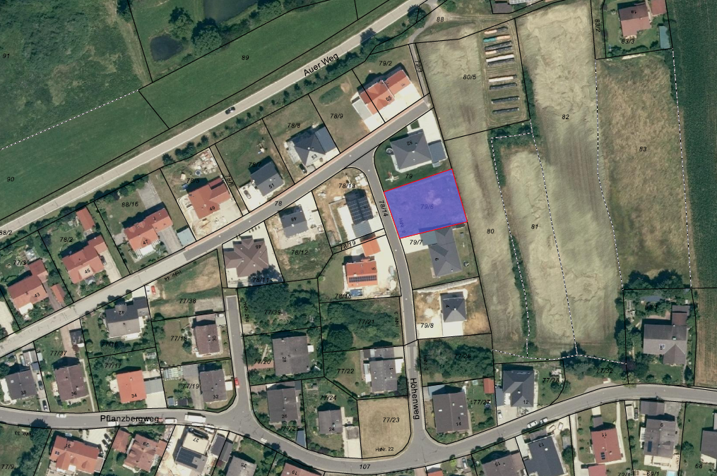 Zeigt Luftbild und Baupaltz