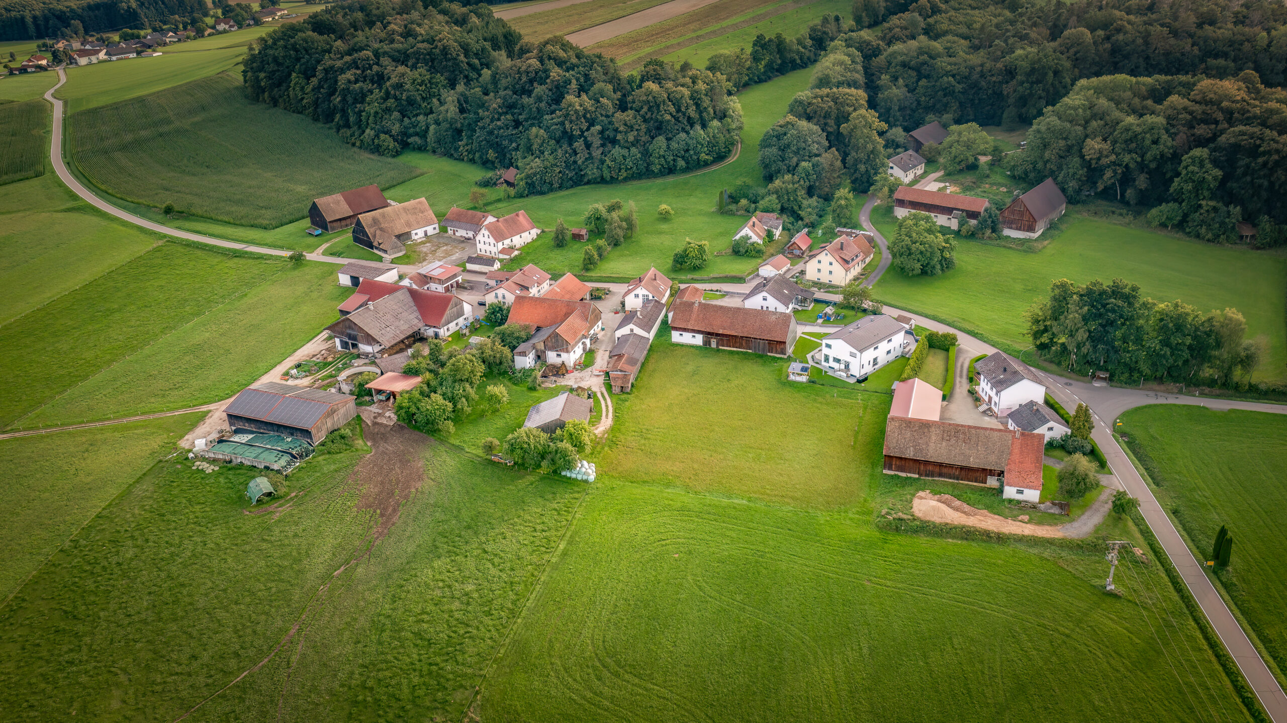 Zeigt Luftbild von Au