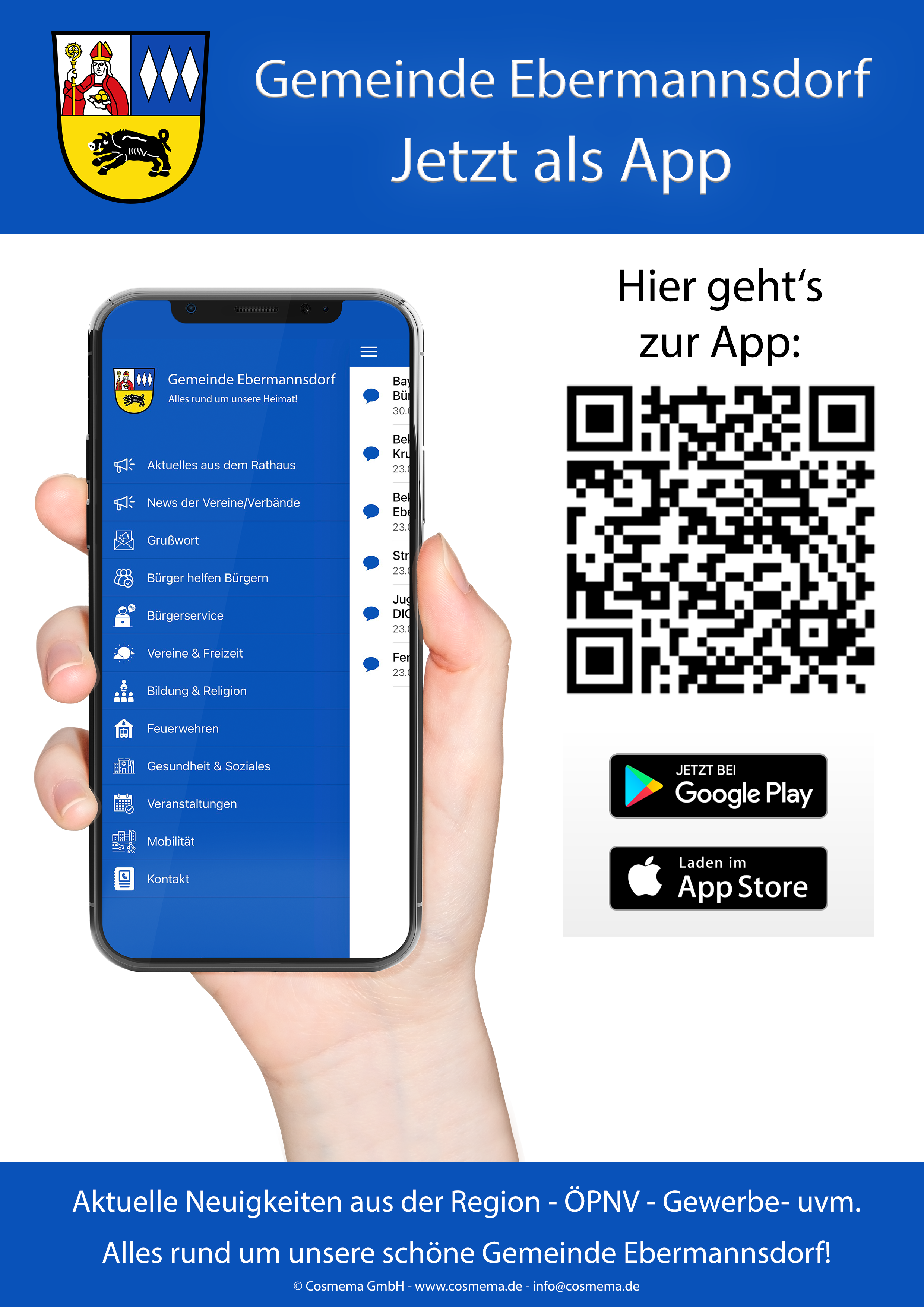 Zeigt Handy in der Hand mit Bürger-App