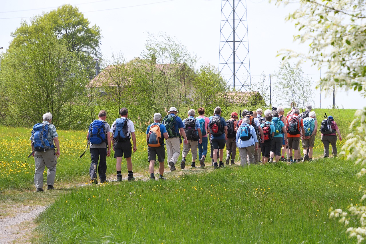 Zeigt Senioren beim Wandern