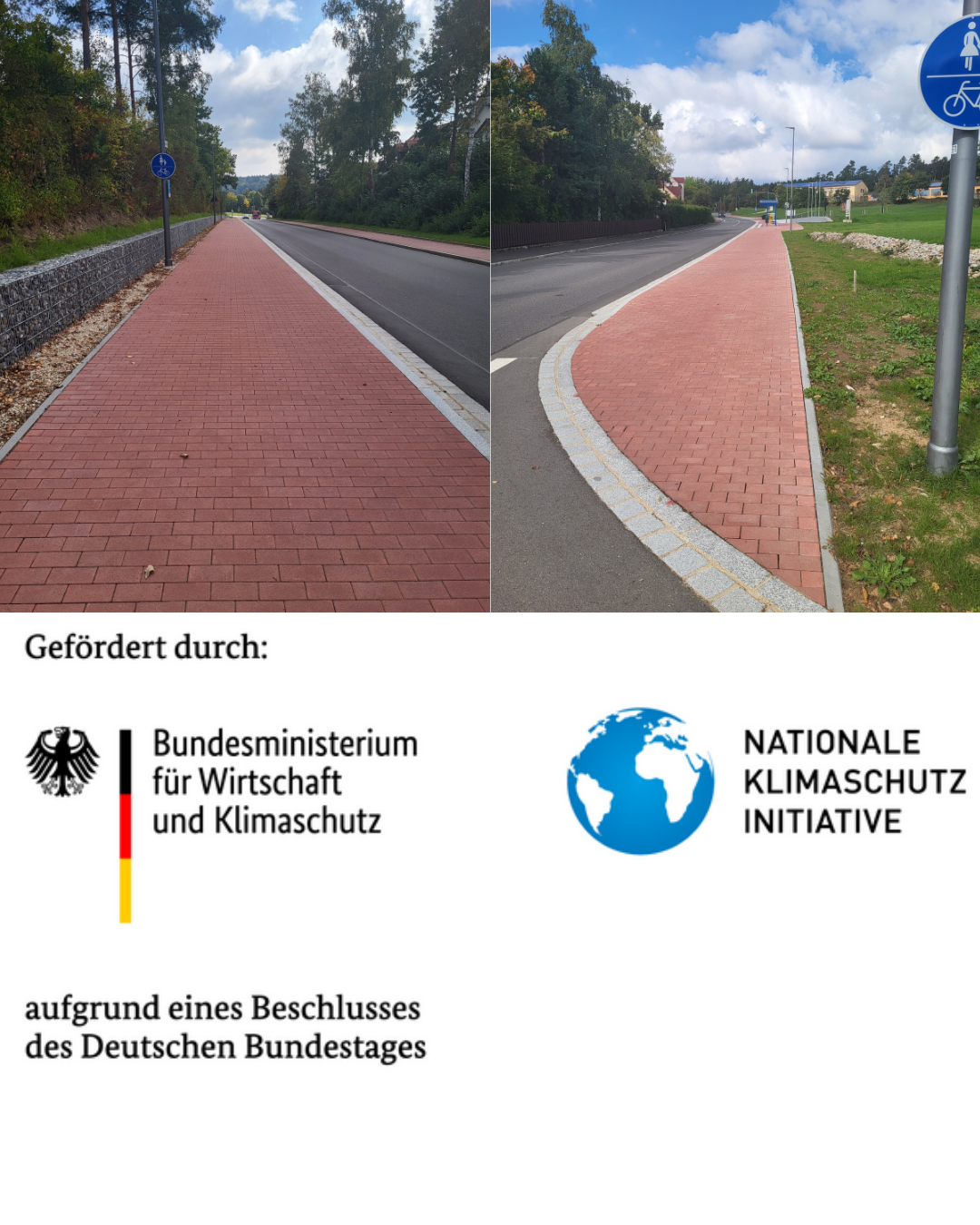 Zeigt den fertigen Radweg in der Gemeinde Ebermannsdorf, der den der Bergstraße und Waldstraße verbindet und  durch Förderungen umgesetzt werden konnte