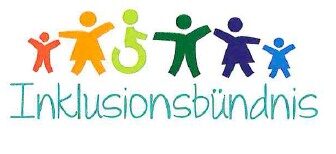 Zeigt Logo von Inklusionsbündnis auf dem Bunte Figuren zu sehen sind