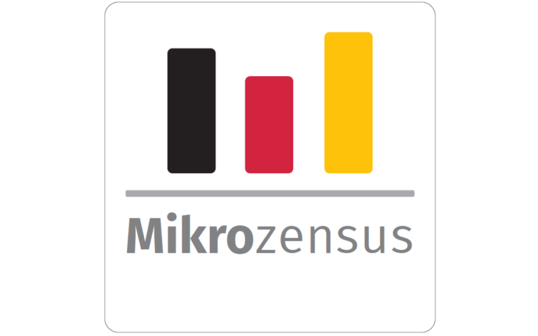 Zeigt das Wort Mikrozensus und drei Balken